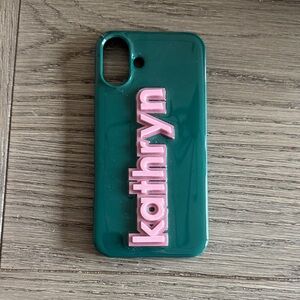 BaubleBar Teal and Pink Custom iPhone 16 Plus Case
